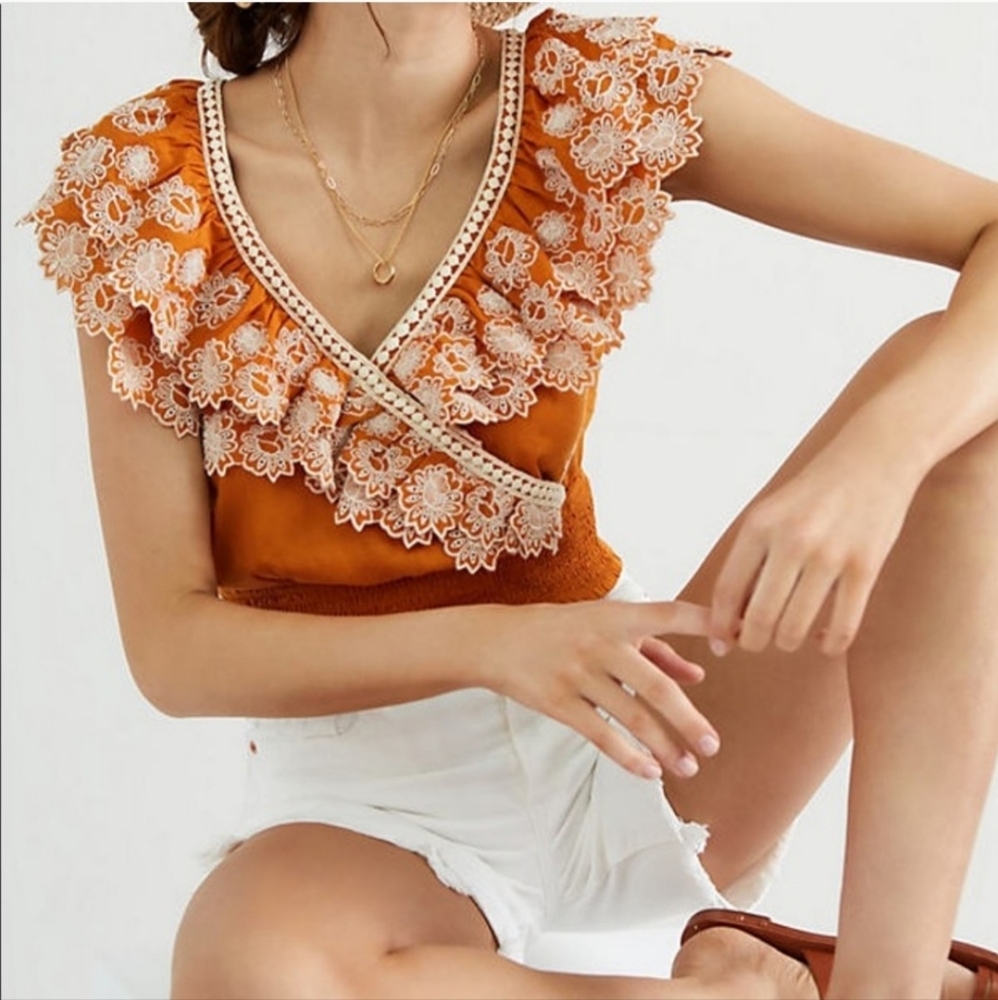 Anthropologie Embroidered Lace Blouse